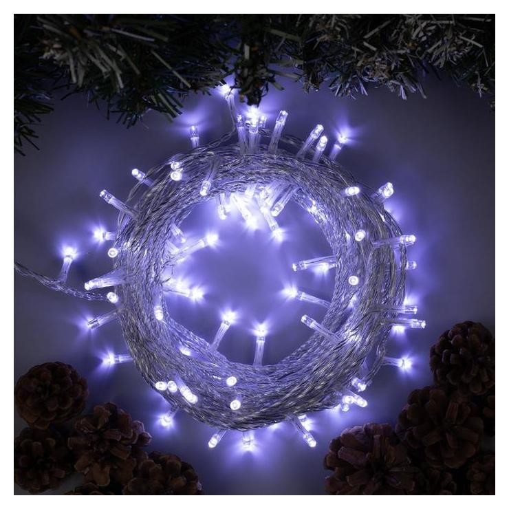 

Гирлянда "Нить" 10 м, Ip44, умс, прозрачная нить, 100 Led, свечение белое, 8 режимов, 24 В