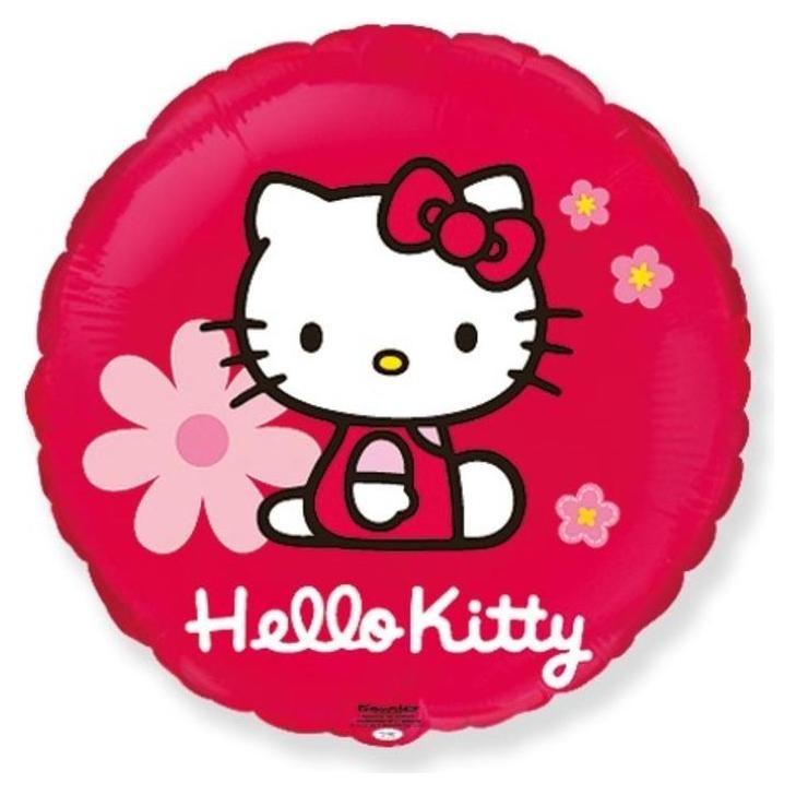 

Шар фольгированный 18"круг"hello Kitty. котенок в цветах" красный, 1 шт. в упак.