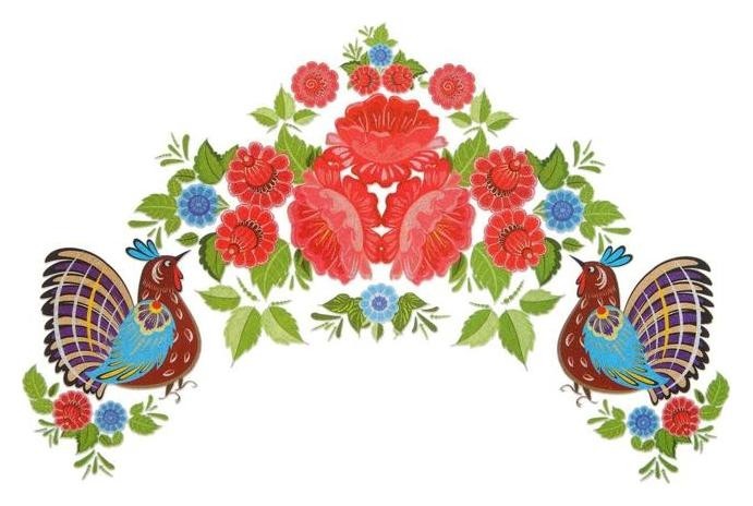 

Термонаклейка кокошник городецкая на желтом, набор 5 штук