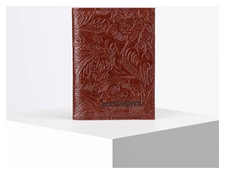 

Обложка для автодокументов, ,5*0,3*13,5, кож.зам., "Цветы", коричневый
