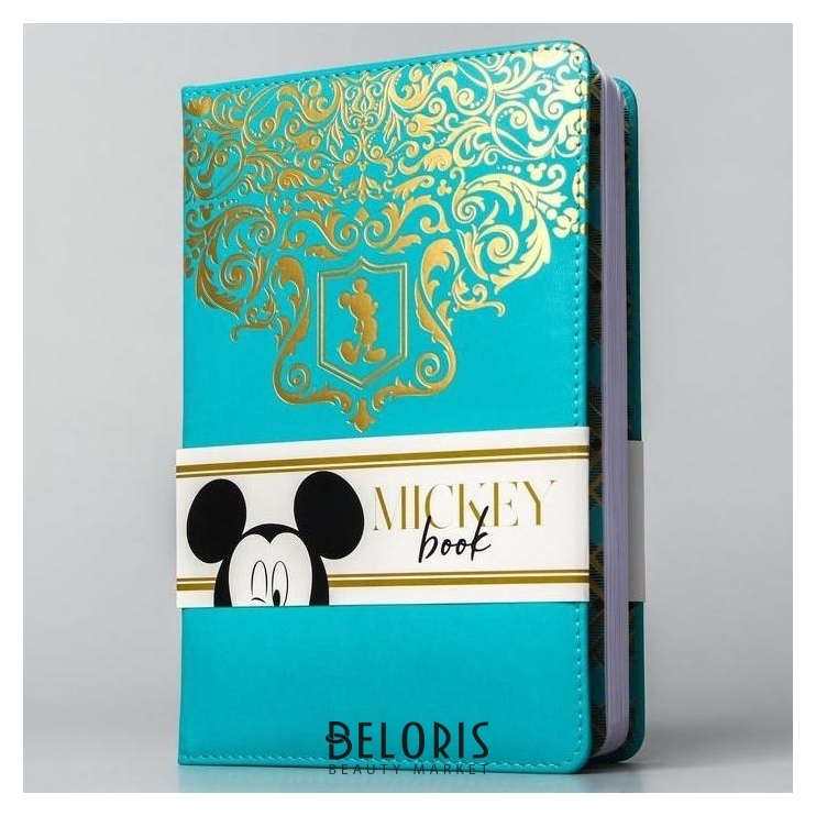 Ежедневник из искусственной кожи А5 с золотым тиснением, 64 листа Микки Маус Цвет голубой Disney