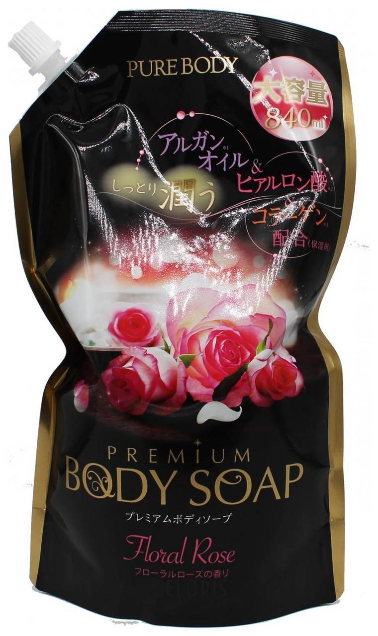 Крем-мыло для тела для душа увлажняющее с аргановым маслом, гиалуроновой кислотой и коллагеном с ароматом букета роз Mitsuei