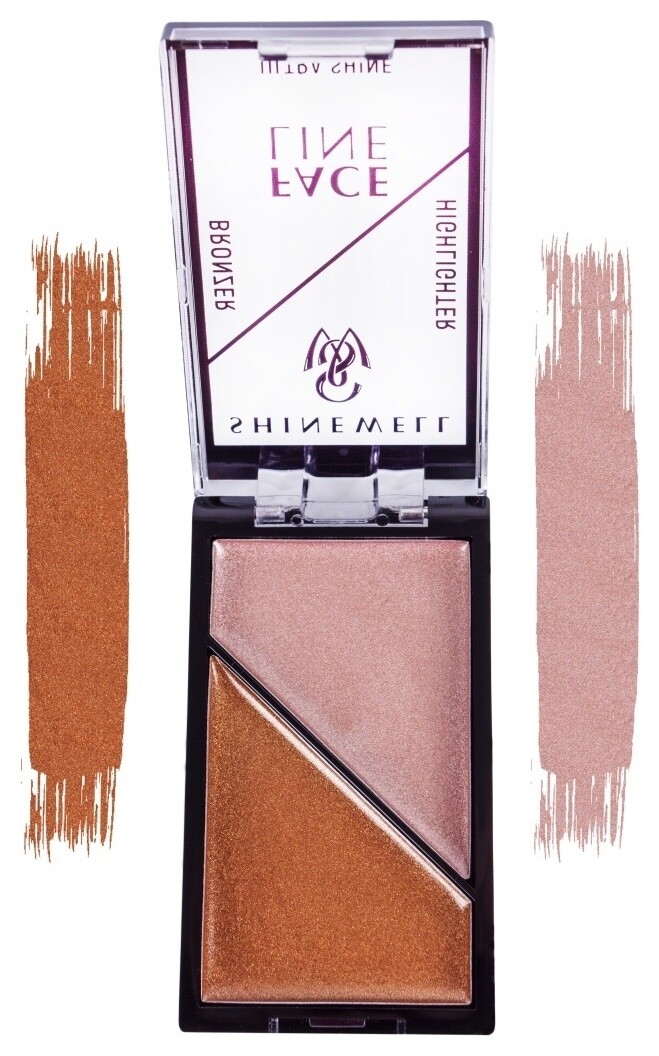 Набор для макияжа моделирующий Хайлайтер + бронзер Shinewell Face Line