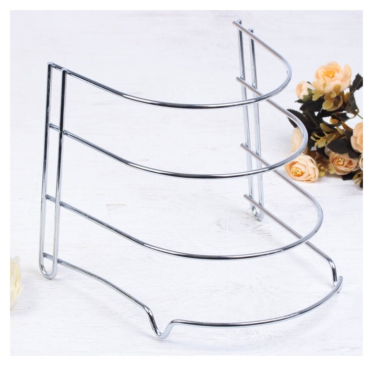 Подставка для хранения сковород доляна, 24×27×26 см, цвет хром  Доляна