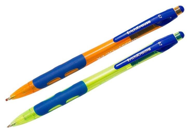 Ручка шариковая автоматическая Xr-30 Spring, узел 0.7 мм, чернила синие, резиновый упор, длина линии письма 1000 метров  Erich krause