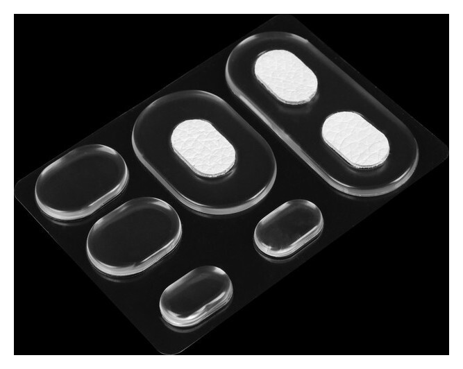 Набор вкладышей для обуви, на клеевой основе, силиконовые, 6 шт, цвет прозрачный/белый  