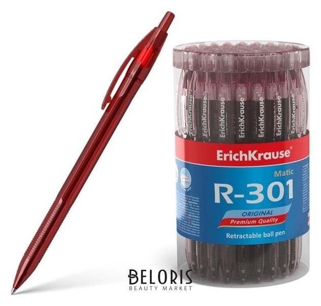 Ручка шариковая автоматическая Erich Krause R-301 Original Matic, узел 0.7 мм, чернила красные Erich krause