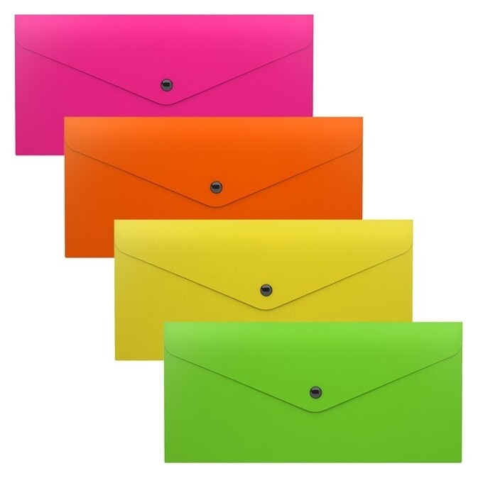 Папка-конверт на кнопке, полупрозрачная, Erichkrause Glossy Neon, Travel  Erich krause