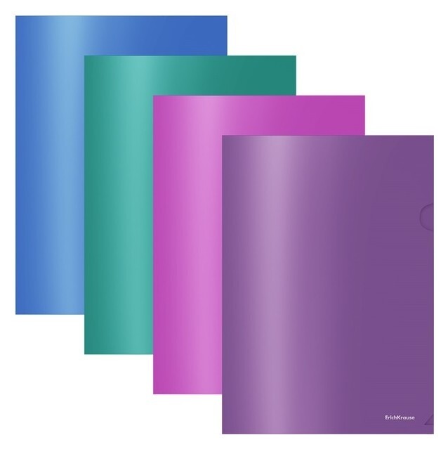 Папка-уголок А4, набор 12 штук, Erichkrause Glossy Vivid, полупрозрачная Erich krause