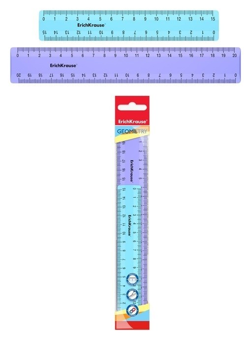 

Набор 2 линейки Erichkrause Pastel, 15 см и 20 см, голубая и фиолетовая, в флоупаке (20 шт.)