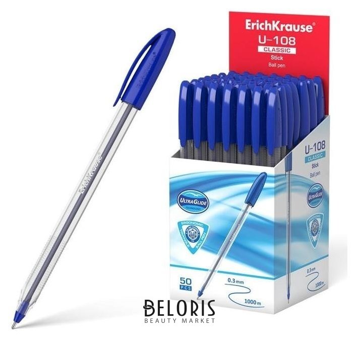 Ручка шариковая Erich Krause U-108 Classic Stick 1.0, Ultra Glide Technology, чер/синие 4756 Erich krause