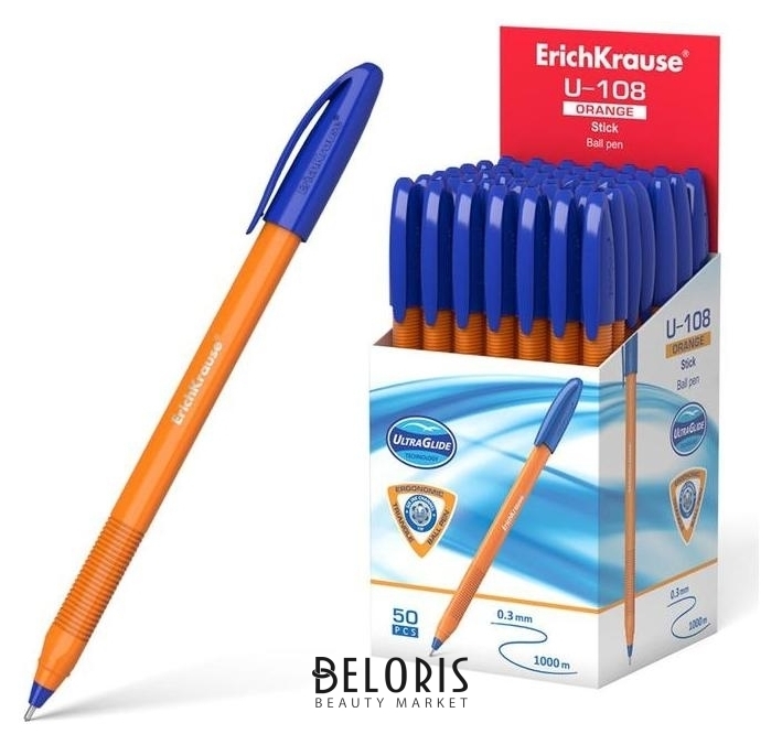 Ручка шариковая Erich Krause U-108 Orange Stick 1.0, Ultra Glide Technology, чер/синие 47582 Erich krause