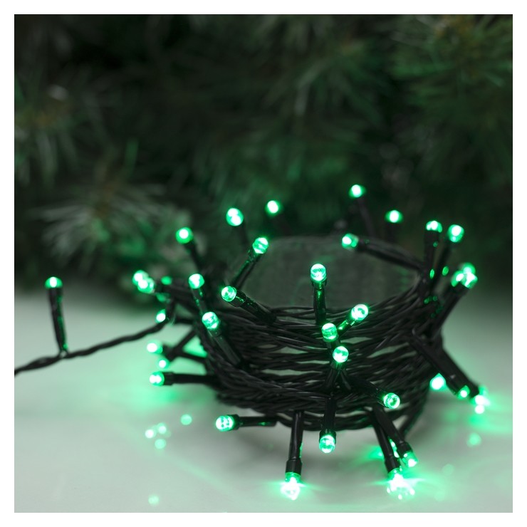 

Гирлянда "Нить" 5 м, Ip20, тёмная нить, 50 Led, свечение зелёное, 8 режимов, 220 В