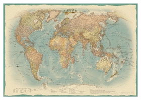 Настенная карта Мир политическая 1:22млн.,1,54х1,07м.,ретро стиль Атлас принт