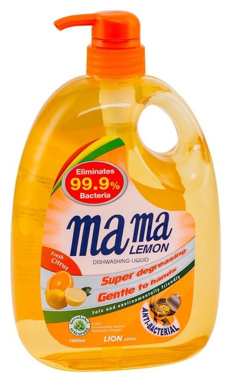 Средство для мытья посуды конц. гель Mama Lemon Tough On Grease 1л антибакт