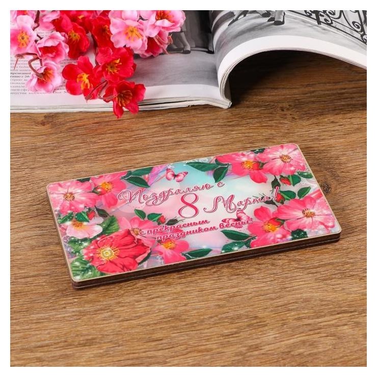 

Купюрница на магнитах "8 марта. розовые цветы", дерево, лакированная, 10х19 см, Разноцветный