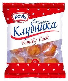 Кекс мини-маффины Kovis с фруктово-ягодной нач. клубника, 470г Kovis