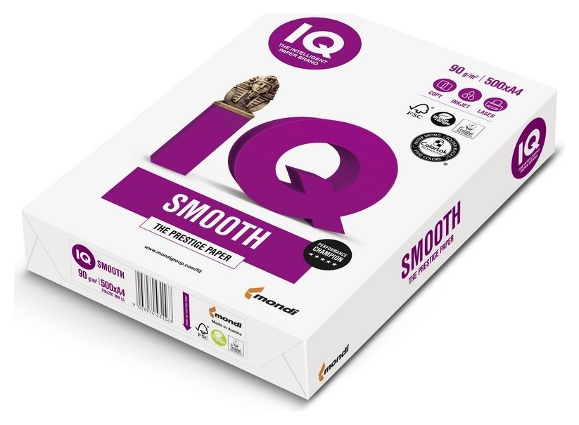 

Бумага IQ Smooth (А4, марка А+, 90 г/кв.м, 500 л)