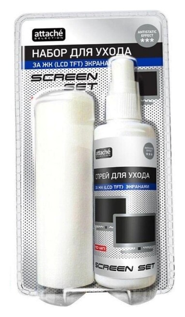 Набор для чистки оргтехники Attache Selection для Lcd/tft экр, спр100+сал15  Attache