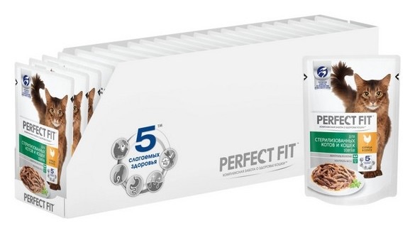 Корм влажный Perfect FIT пауч стер.кош 85г.х24 Perfect Fit