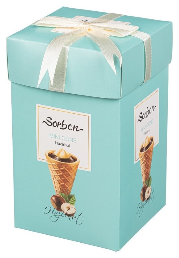 Набор конфет Sorbon мини-рожки Hazelnut с какао хрустящей начинкой, 200г Sorbon