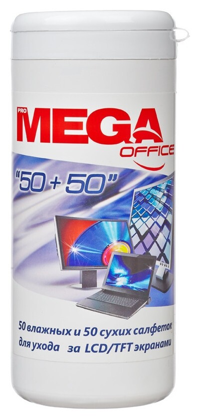 Салфетки Attache Selection экран, туба, а/стат, вл+сух 50+50 шт  Attache