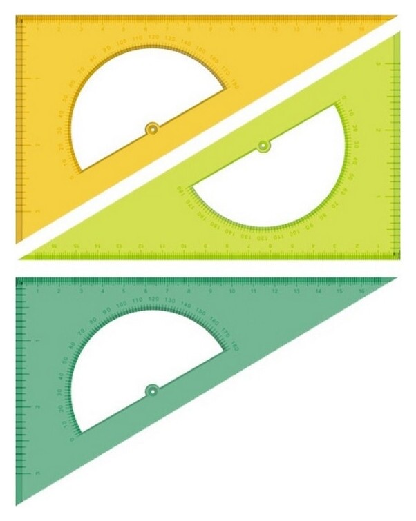 Линейка треугольник с транспортиром 16смугол30гротливн.шкалаneoncristalасс  Стамм