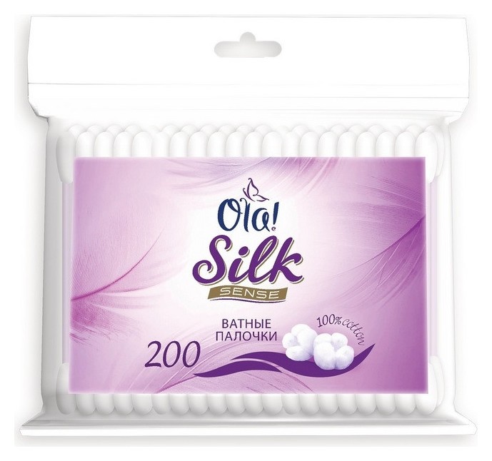 

Палочки ватные Ola! Silk Sense п/э пакет 200шт./уп., Белый/розовый