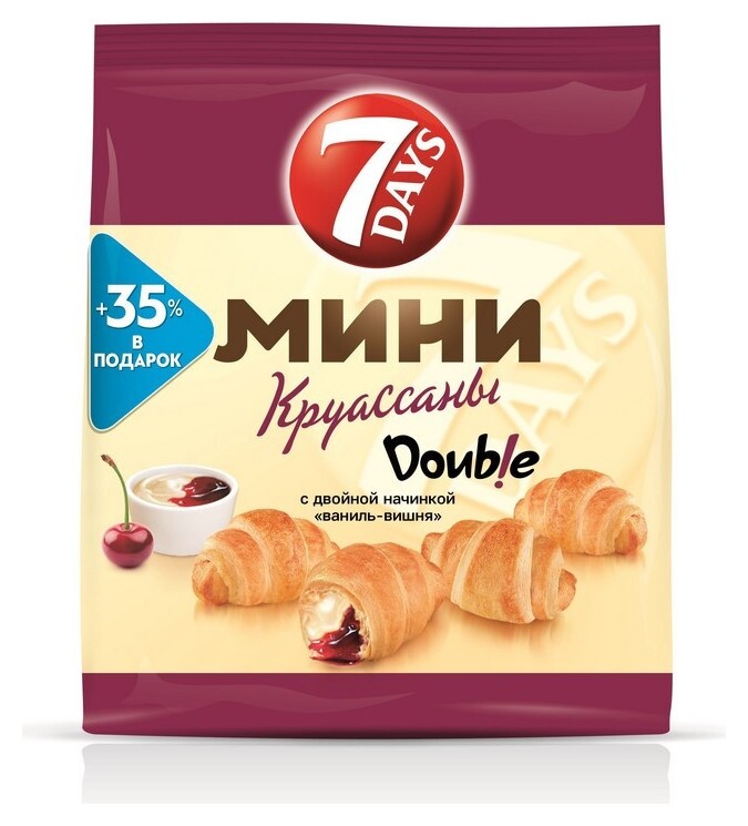 Круасcаны 7 Days мини C двойной начинкой ваниль-вишня, 300г  7 DAYS