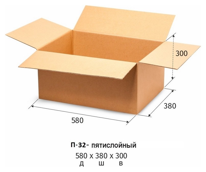 Короб картонный 580x380x300мм, П32 бурый 10 шт/уп