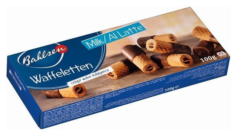 

Вафли трубочки Waffeletten молоный шок., Bahlsen 100г