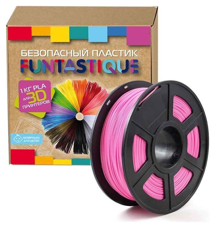 Катушка пластиковая Funtastique Pla-1kg-pk,1.75 мм,1 кг (Розовый) Funtastique