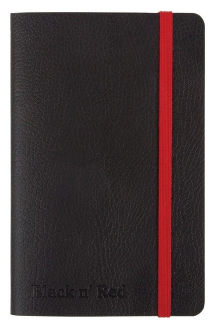 Блокнот Oxford Black?n?red А6 72л фикс.резинка, карман, мягк.обл.400051205