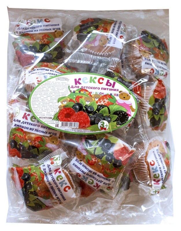 Кекс махариши для детского питания с джемом из лесных ягод, 500г  Махариши