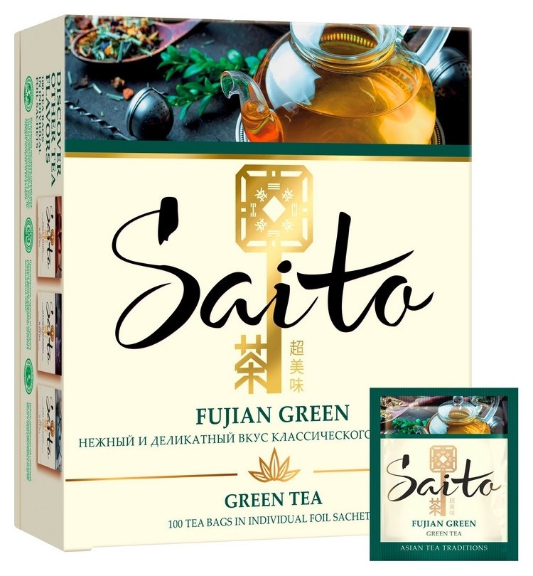 Чай Saito Fujian Green зел., 100 пак Saito