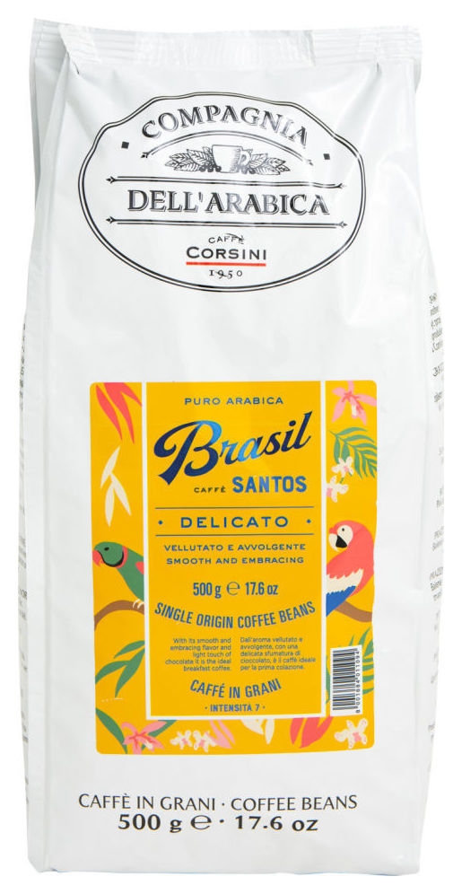 Кофе Compagnia Dell`arabica Puro Arabica Brasil Santos в зернах, 500г