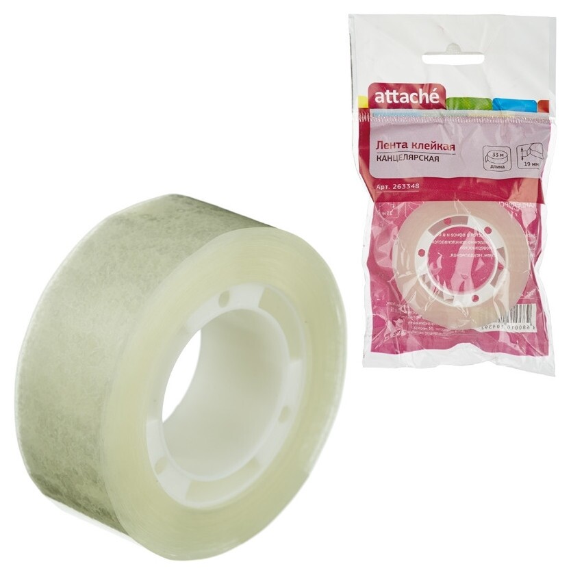 Клейкая лента канцелярская Attache 19x33, подвес Attache