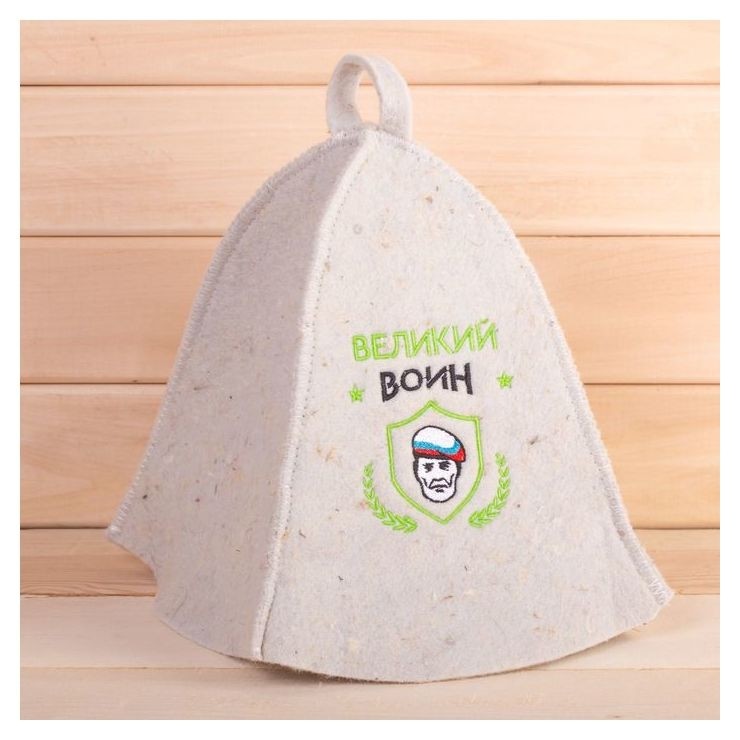 

Шапка банная с вышивкой "Великий воин", Белый