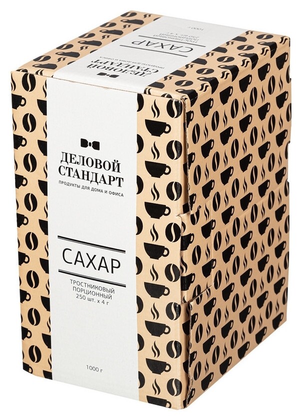Сахар тростниковый в стиках деловой стандарт 4 гр (250 шт/уп.)  Деловой стандарт
