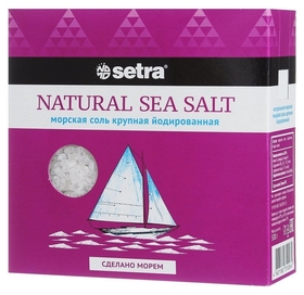 Соль Setra морская натуральная крупная йодированная 500гр Setra