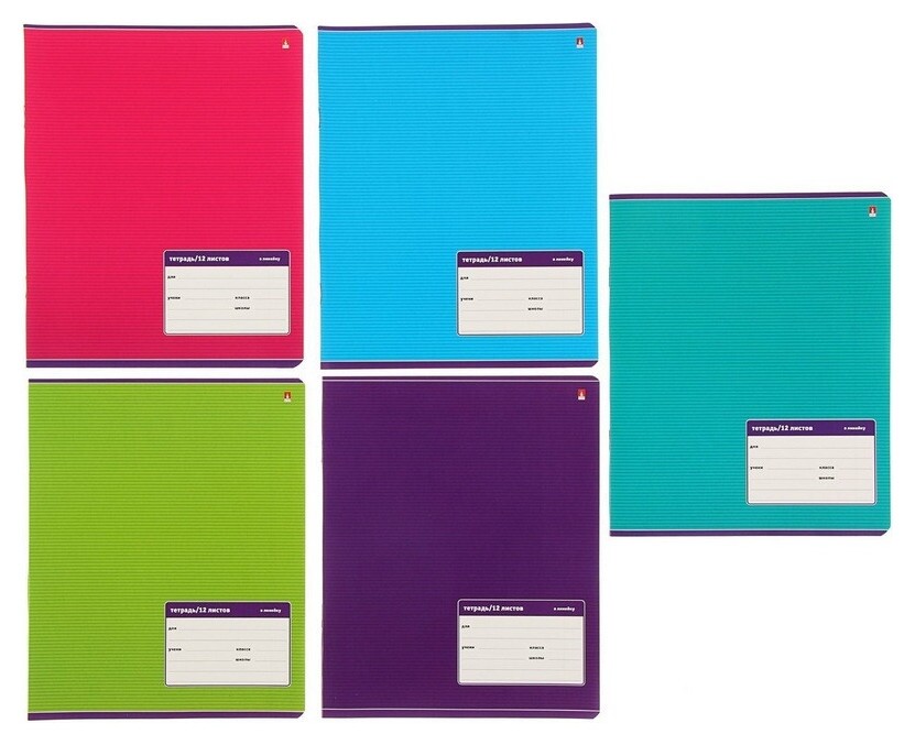 Тетрадь школьная а5,12л,линия классика 5 цветов 7-12-009/2  Альт