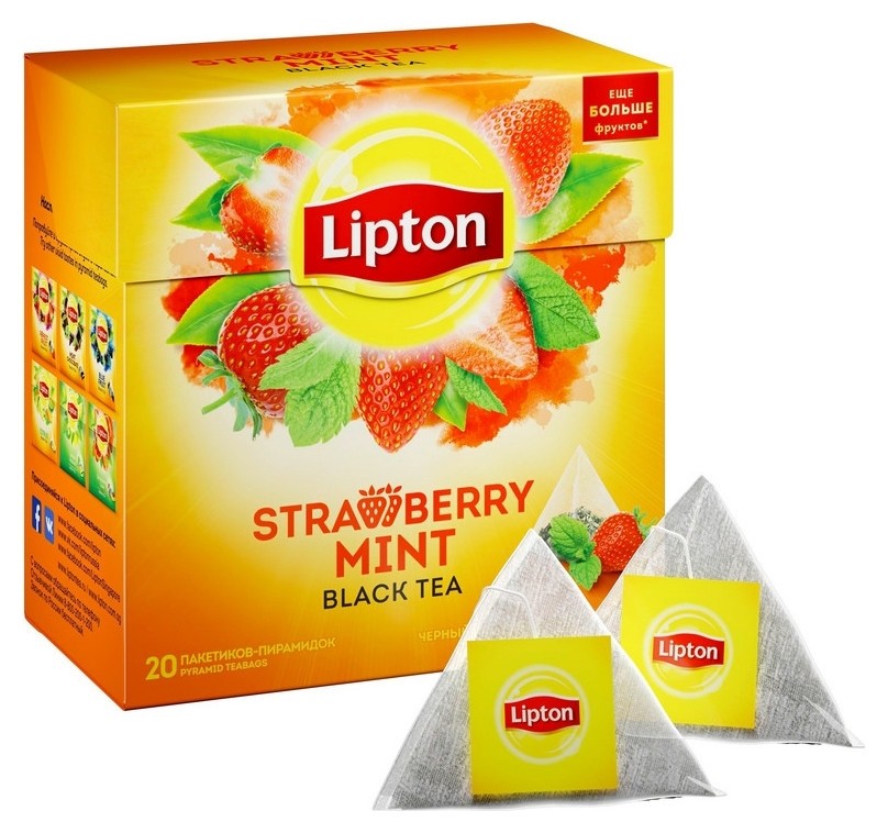 Чай Lipton Srtawberry Mint черный пирамидки 20пак/уп Lipton