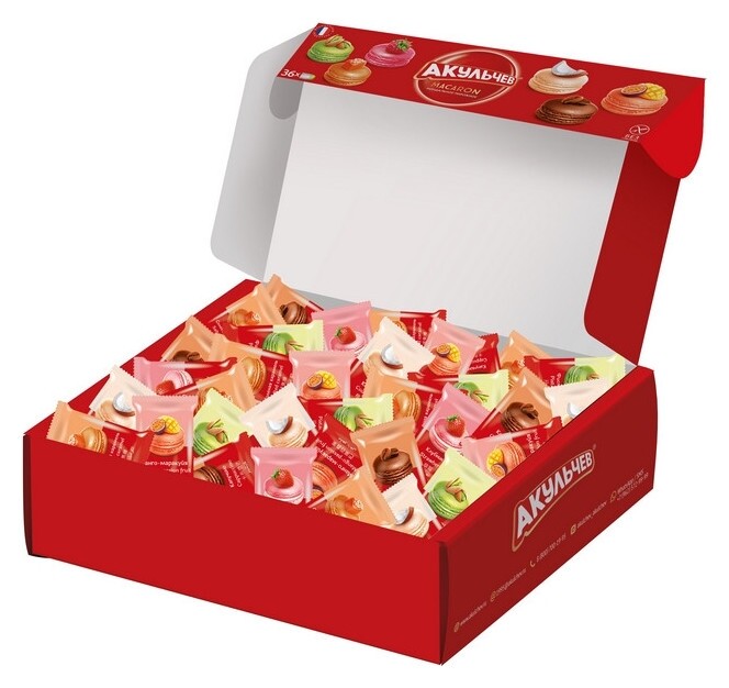 Пирожные акульчев миндальное Macaron№2, 432г  Акульчев