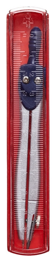 Циркуль Attache длина 115 мм, в комплекте с линейкой, пластиковый пенал