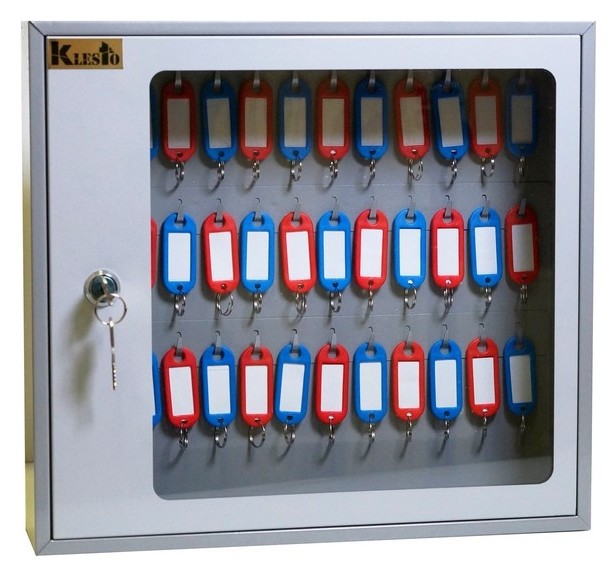 

Шкаф для ключей Klesto Skb-39 на 39 ключа, серый, металл/стекло