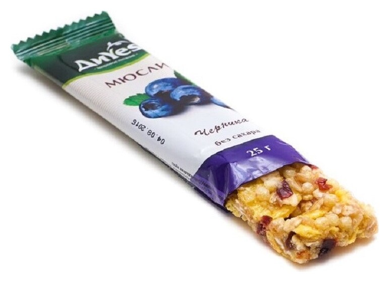 Батончик мюсли диyes черника без добавления сахара 25гр  DiYes