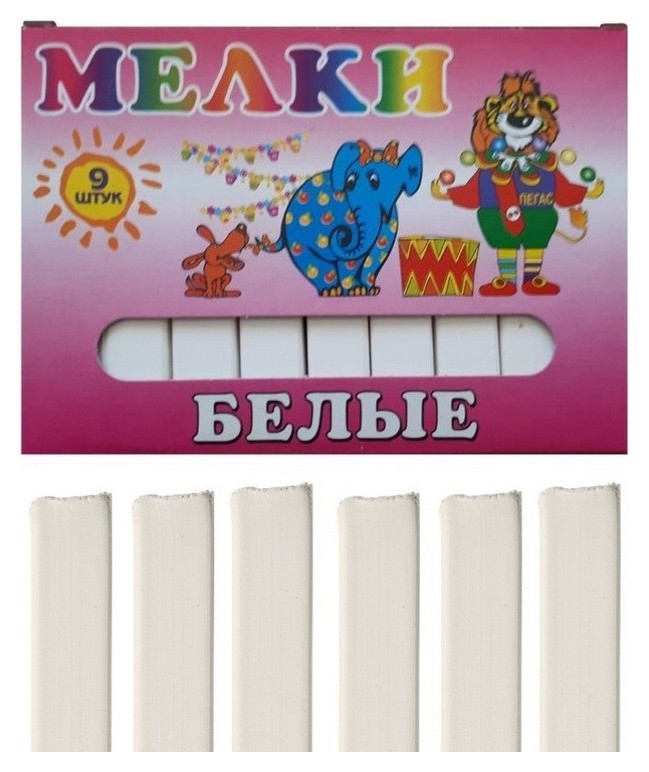 

Мел школьный белый 9 шт., пегас