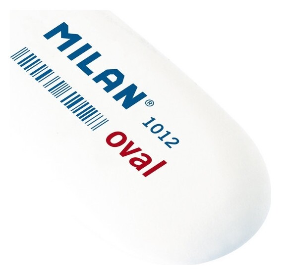 Ластик каучуковый Milan 1012 овальный для стирания графита, белый  Milan