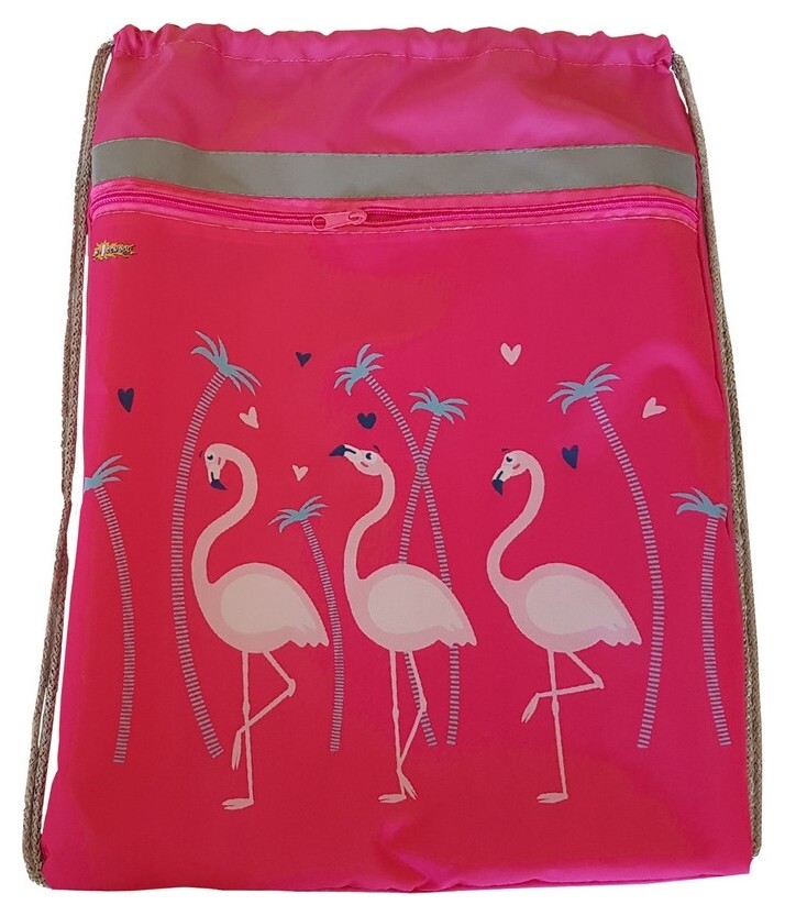 Мешок для обуви №1 School фламинго 370x470 мм, карман сосветоотражателем  №1 School