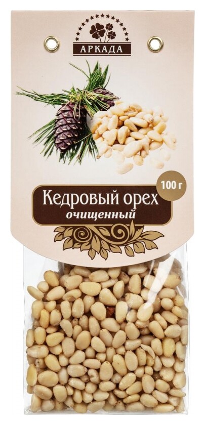 Орехи аркада кедровый орех очищенный, 100г  Аркада